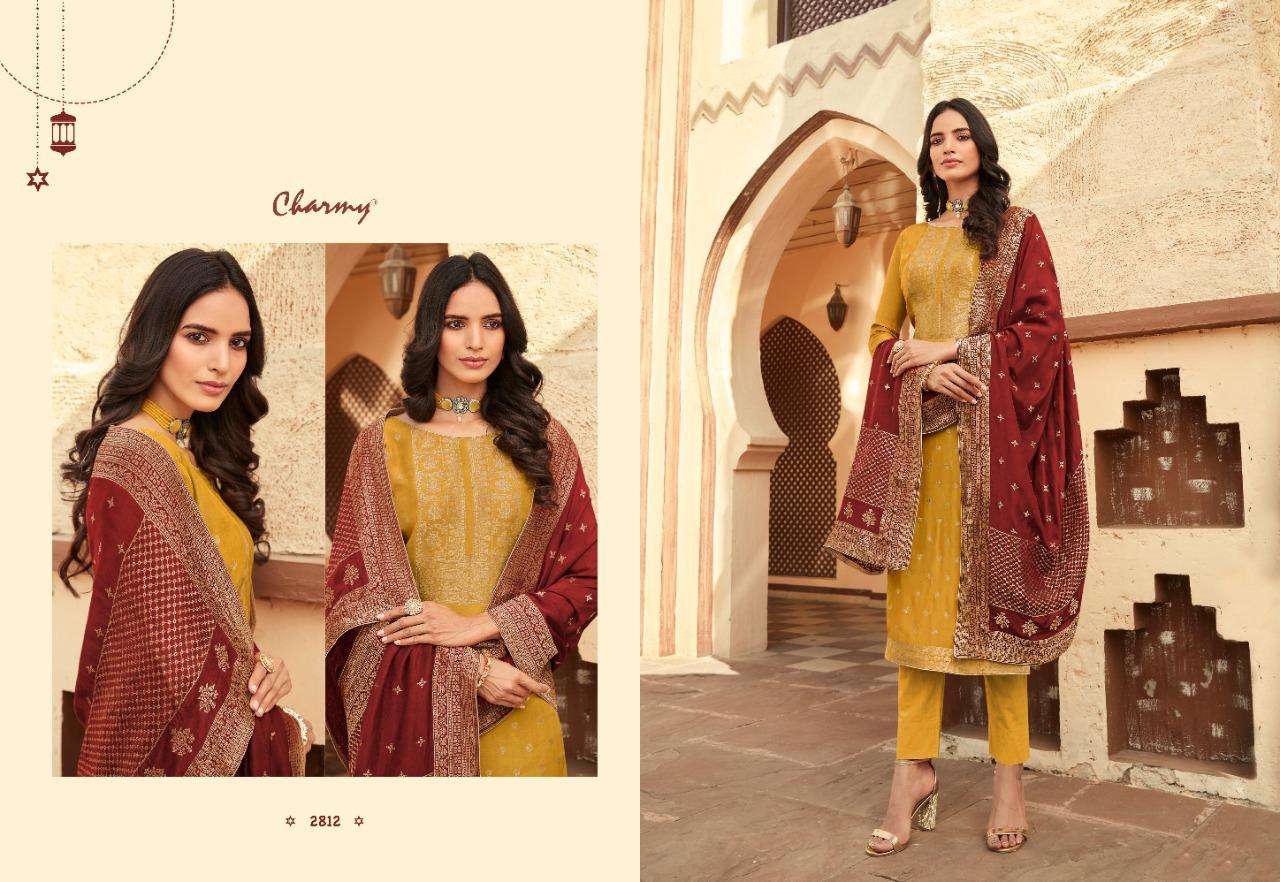 AARYA BY CHARMY 2811 TO 2816 SERIES BEAUTIFUL SUITS COLORFUL STYLISH FANCY CASUAL WEAR & ETHNIC WEAR SILK WEAVING JACQUARD DRESSES AT WHOLESALE PRICE