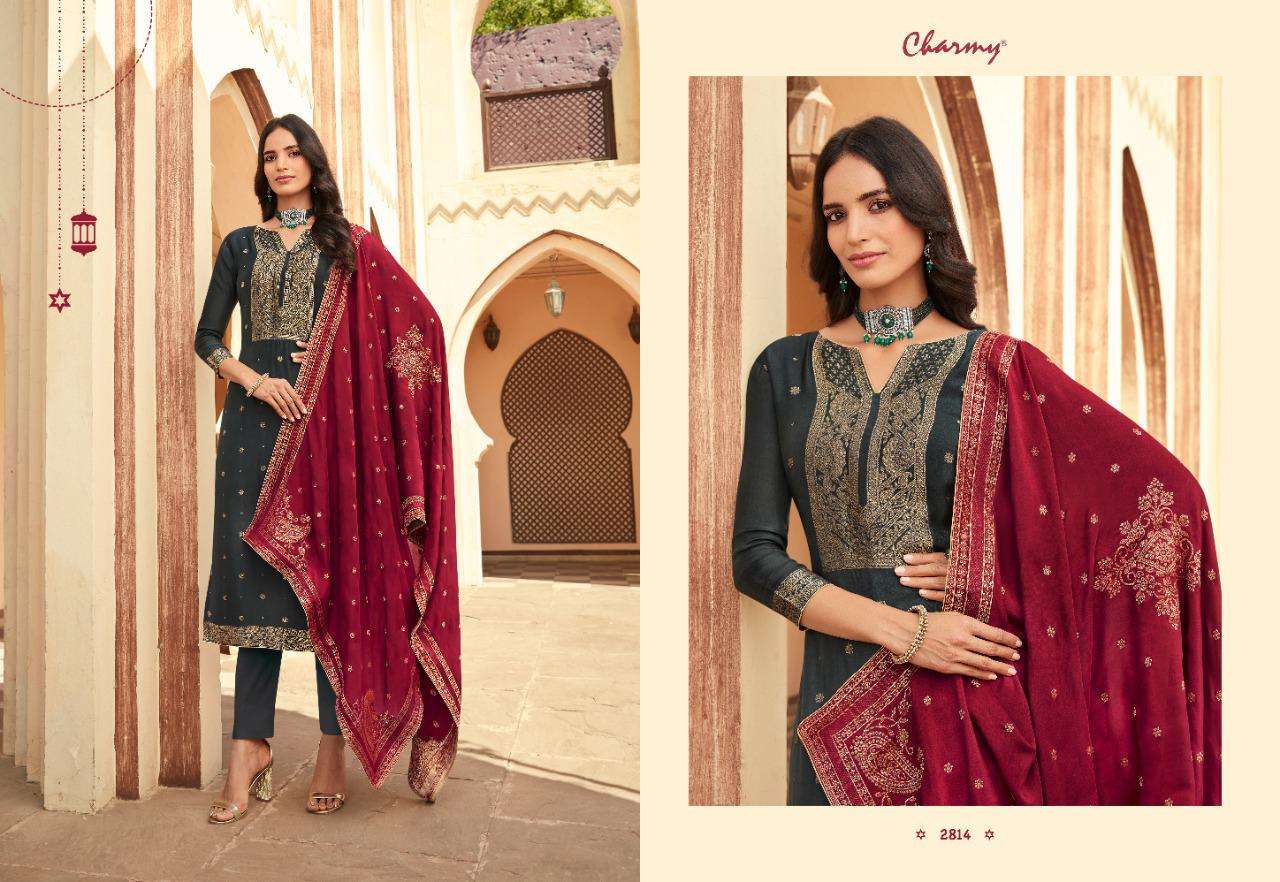 AARYA BY CHARMY 2811 TO 2816 SERIES BEAUTIFUL SUITS COLORFUL STYLISH FANCY CASUAL WEAR & ETHNIC WEAR SILK WEAVING JACQUARD DRESSES AT WHOLESALE PRICE