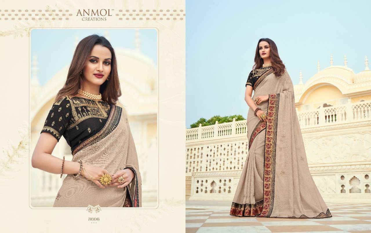 EKKAM BY ANMOL CREATION 3601 TO 3615 SERIES INDIAN TRADITIONAL WEAR COLLECTION BEAUTIFUL STYLISH FANCY COLORFUL PARTY WEAR & OCCASIONAL WEAR FANCY SAREES AT WHOLESALE PRICE