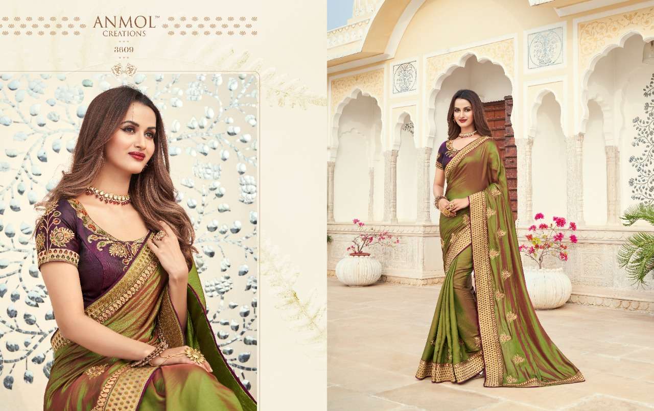 EKKAM BY ANMOL CREATION 3601 TO 3615 SERIES INDIAN TRADITIONAL WEAR COLLECTION BEAUTIFUL STYLISH FANCY COLORFUL PARTY WEAR & OCCASIONAL WEAR FANCY SAREES AT WHOLESALE PRICE