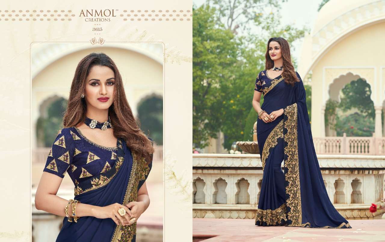 EKKAM BY ANMOL CREATION 3601 TO 3615 SERIES INDIAN TRADITIONAL WEAR COLLECTION BEAUTIFUL STYLISH FANCY COLORFUL PARTY WEAR & OCCASIONAL WEAR FANCY SAREES AT WHOLESALE PRICE