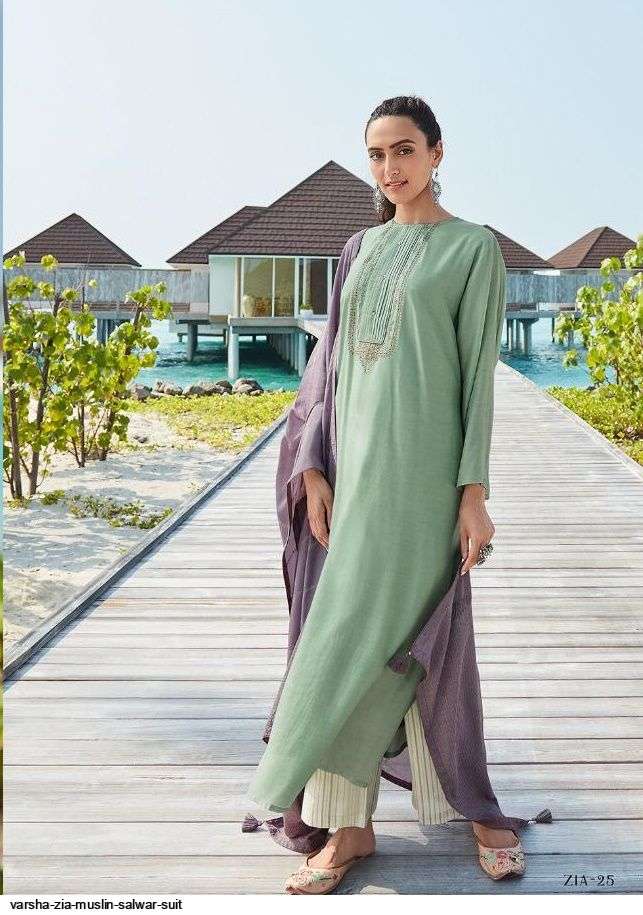 ZIA BY VARSHA FASHION 21 TO 26 SERIES BEAUTIFUL SUITS COLORFUL STYLISH FANCY CASUAL WEAR & ETHNIC WEAR MUSLIN EMBROIDERED DRESSES AT WHOLESALE PRICE