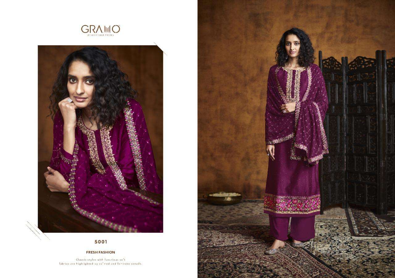 SUKUN VOL-1 BY GRAMO 5001 TO 5004 SERIES BEAUTIFUL SUITS COLORFUL STYLISH FANCY CASUAL WEAR & ETHNIC WEAR HEAVY REAL GEORGETTE DRESSES AT WHOLESALE PRICE
