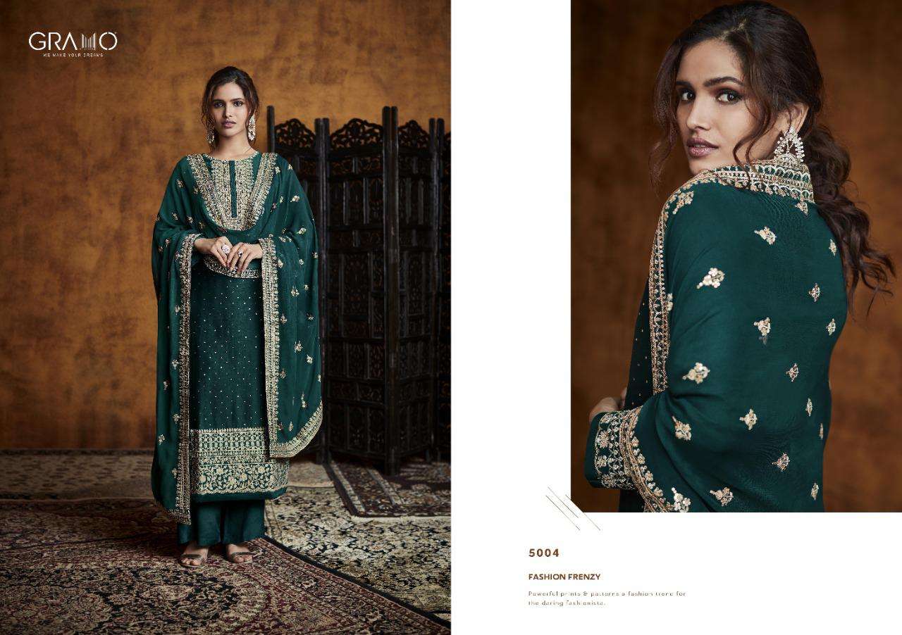 SUKUN VOL-1 BY GRAMO 5001 TO 5004 SERIES BEAUTIFUL SUITS COLORFUL STYLISH FANCY CASUAL WEAR & ETHNIC WEAR HEAVY REAL GEORGETTE DRESSES AT WHOLESALE PRICE