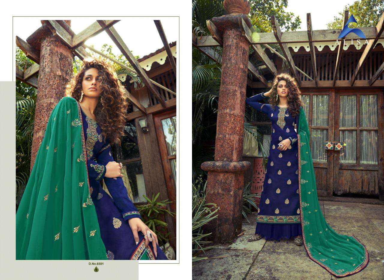 ROHA BY ALISA 6501 TO 6506 SERIES BEAUTIFUL STYLISH SHARARA SUITS FANCY COLORFUL CASUAL WEAR & ETHNIC WEAR & READY TO WEAR SILK JACQUARD DRESSES AT WHOLESALE PRICE