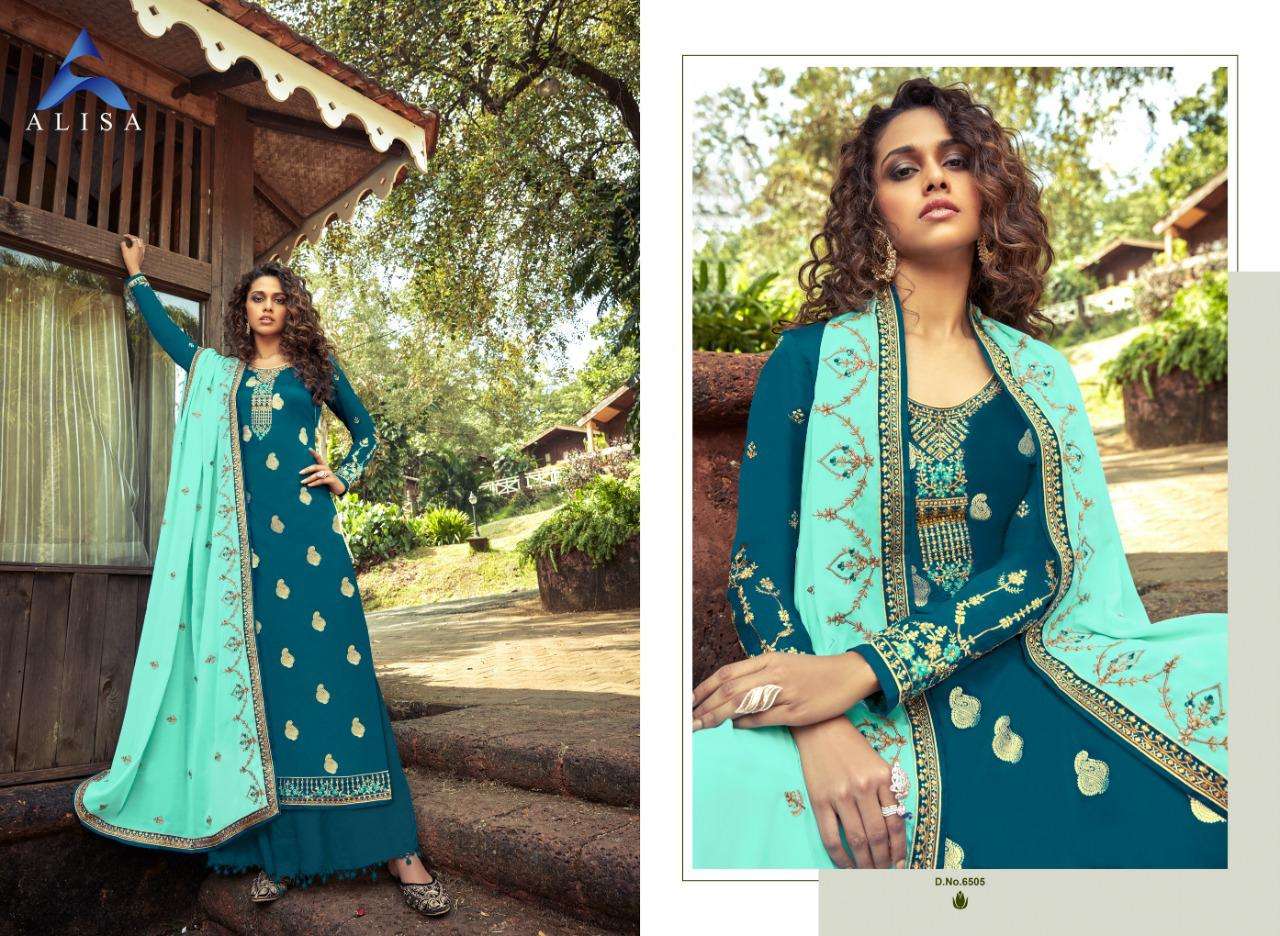 ROHA BY ALISA 6501 TO 6506 SERIES BEAUTIFUL STYLISH SHARARA SUITS FANCY COLORFUL CASUAL WEAR & ETHNIC WEAR & READY TO WEAR SILK JACQUARD DRESSES AT WHOLESALE PRICE