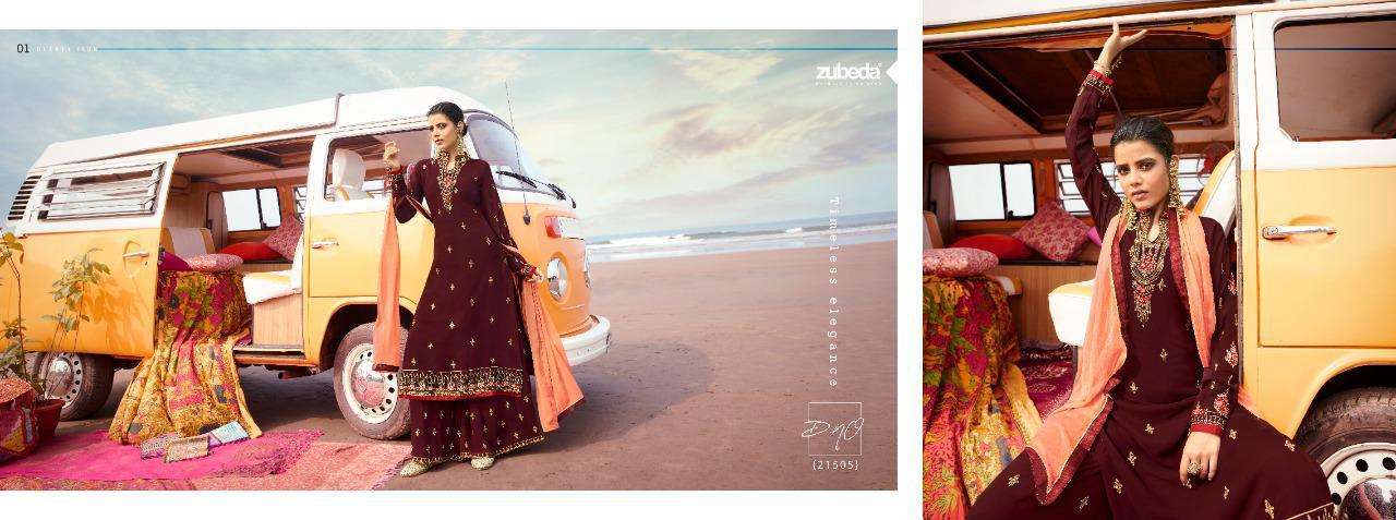 DREAM ATTIRE BY ZUBEDA 21501 TO 21507 SERIES BEAUTIFUL STYLISH SHARARA SUITS FANCY COLORFUL CASUAL WEAR & ETHNIC WEAR & READY TO WEAR REAL GEORGETTE EMBROIDERED DRESSES AT WHOLESALE PRICE
