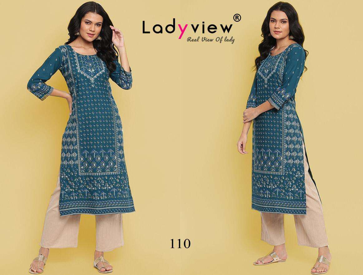 GOLD VOL-1 BY LADY VIEW 110 TO 113 SERIES DESIGNER STYLISH FANCY COLORFUL BEAUTIFUL PARTY WEAR & ETHNIC WEAR COLLECTION RAYON PRINT KURTIS AT WHOLESALE PRICE