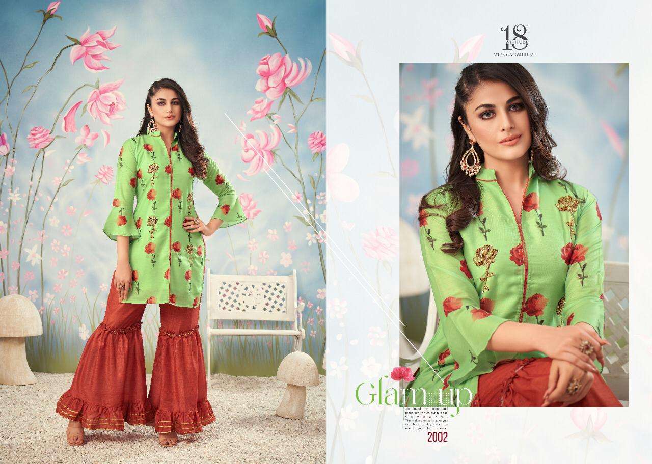 OCCASION VOL-2 BY 18 ATTITUDE 2001 TO 2005 SERIES DESIGNER STYLISH FANCY COLORFUL BEAUTIFUL PARTY WEAR & ETHNIC WEAR COLLECTION PURE MUSLIN PRINT KURTIS WITH BOTTOM AT WHOLESALE PRICE