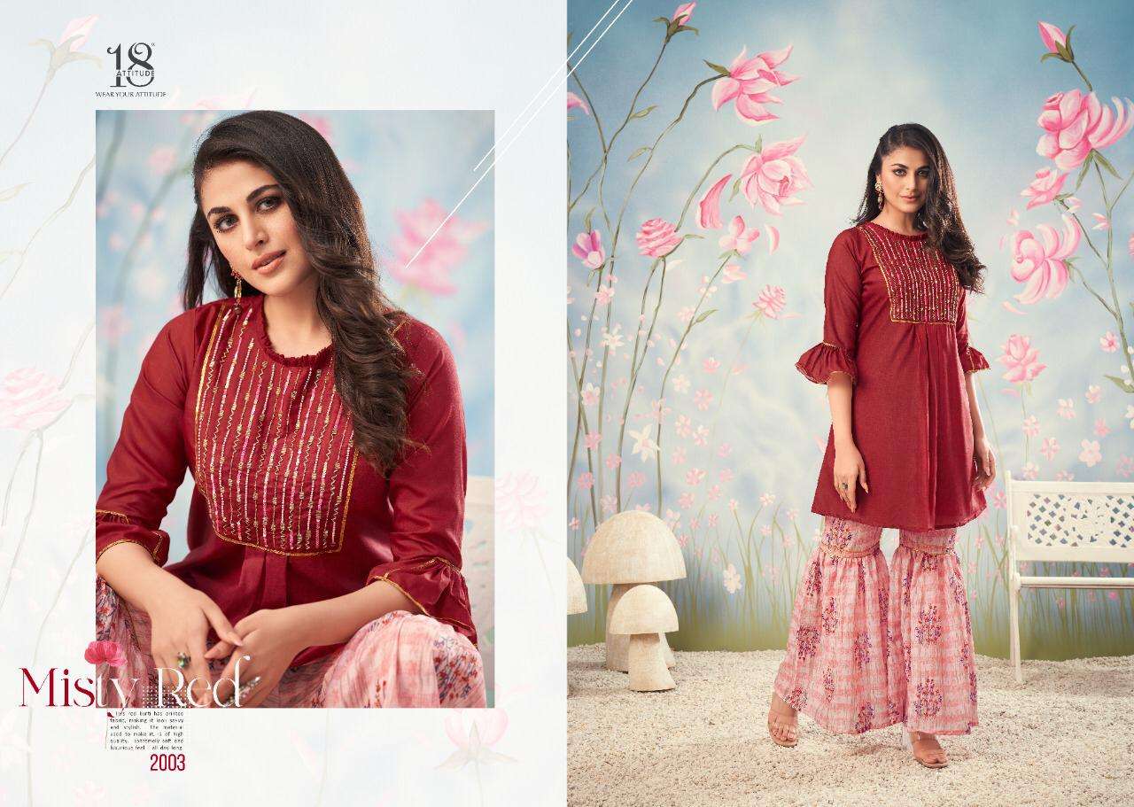 OCCASION VOL-2 BY 18 ATTITUDE 2001 TO 2005 SERIES DESIGNER STYLISH FANCY COLORFUL BEAUTIFUL PARTY WEAR & ETHNIC WEAR COLLECTION PURE MUSLIN PRINT KURTIS WITH BOTTOM AT WHOLESALE PRICE
