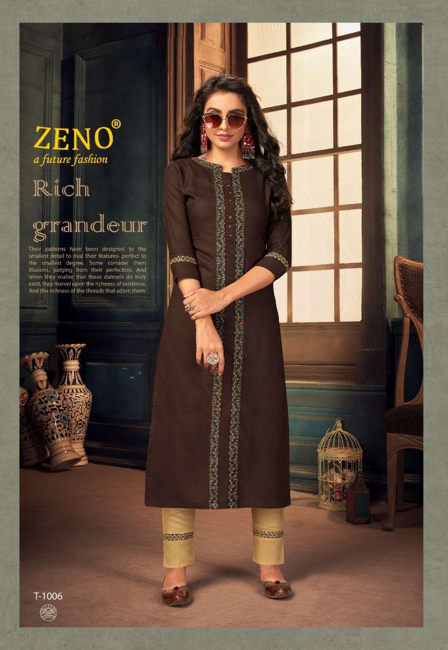 TITOS VOL-1 BY ZENO 1001 TO 1008 SERIES DESIGNER STYLISH FANCY COLORFUL BEAUTIFUL PARTY WEAR & ETHNIC WEAR COLLECTION RAYON EMBROIDERY KURTIS WITH BOTTOM AT WHOLESALE PRICE