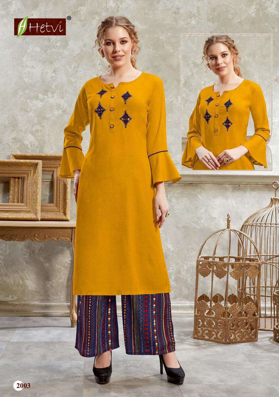 NIDHI BY HETVI 2001 TO 2006 SERIES DESIGNER STYLISH FANCY COLORFUL BEAUTIFUL PARTY WEAR & ETHNIC WEAR COLLECTION RAYON SLUB KURTIS WITH BOTTOM AT WHOLESALE PRICE