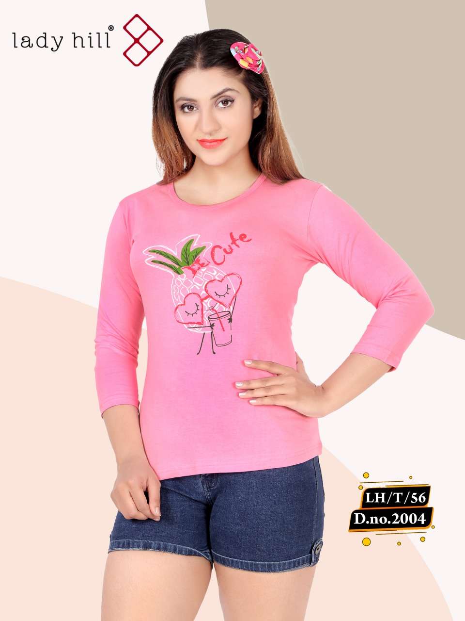 LADY HILL VOL-56 BY LADY HILL 2004-A TO 2004-H SERIES BEAUTIFUL COLORFUL STYLISH FANCY CASUAL WEAR & READY TO WEAR COTTON HOSIERY TOPS AT WHOLESALE PRICE