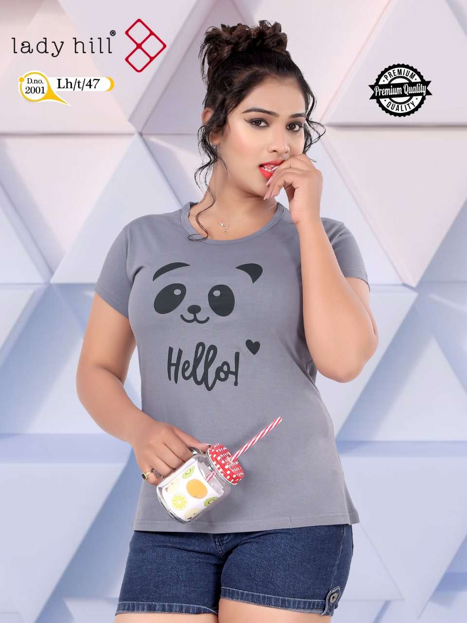 LADY HILL VOL-47 BY LADY HILL 2001-A TO 2001-J SERIES BEAUTIFUL COLORFUL STYLISH FANCY CASUAL WEAR & READY TO WEAR COTTON HOSIERY TOPS AT WHOLESALE PRICE