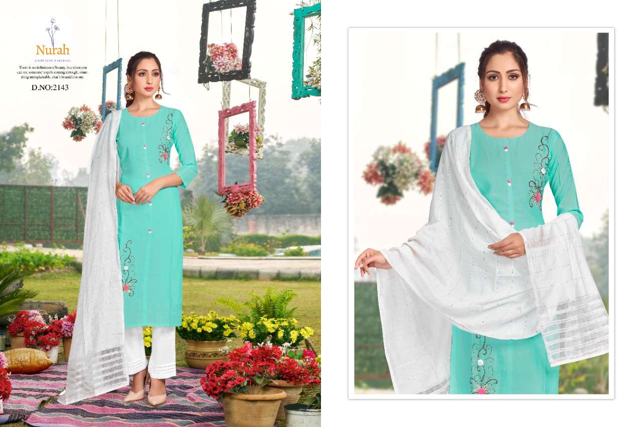 NIMRAT VOL-2 BY NURAH 2142 TO 2145 SERIES BEAUTIFUL SUITS COLORFUL STYLISH FANCY CASUAL WEAR & ETHNIC WEAR FANCY SILK WITH WORK DRESSES AT WHOLESALE PRICE