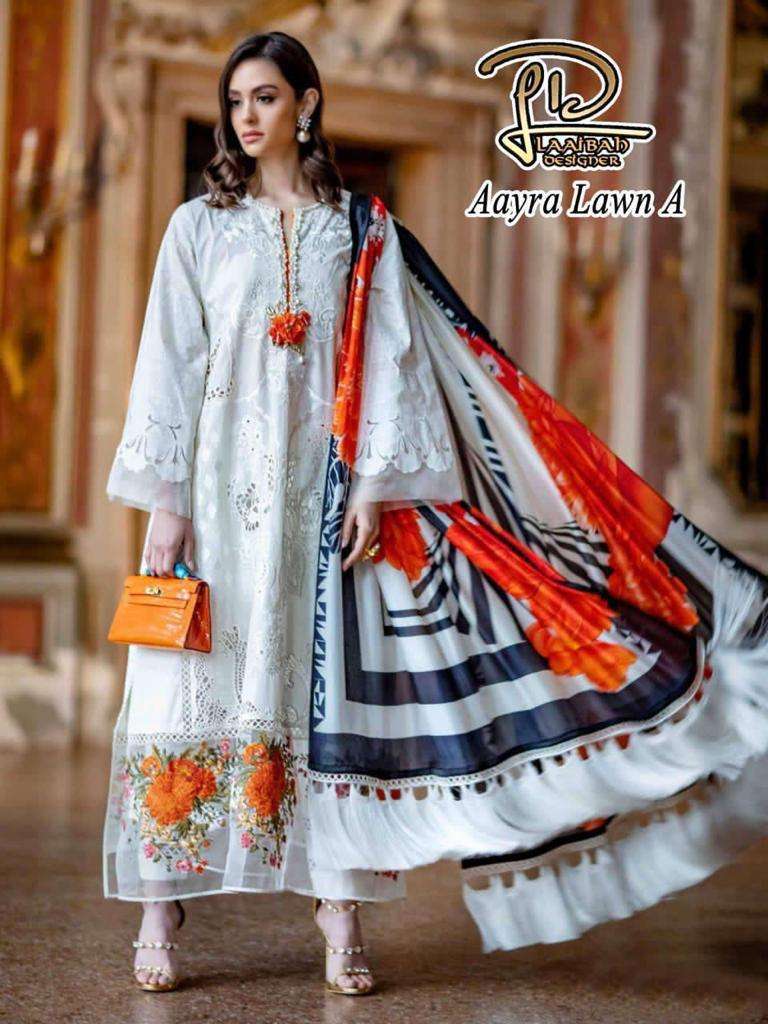 ROSEMEEN LAWN A BY LAAIBAH DESIGNER PAKISTANI SUITS BEAUTIFUL FANCY COLORFUL STYLISH PARTY WEAR & OCCASIONAL WEAR HEAVY JAM COTTON WITH EMBROIDERY DRESSES AT WHOLESALE PRICE
