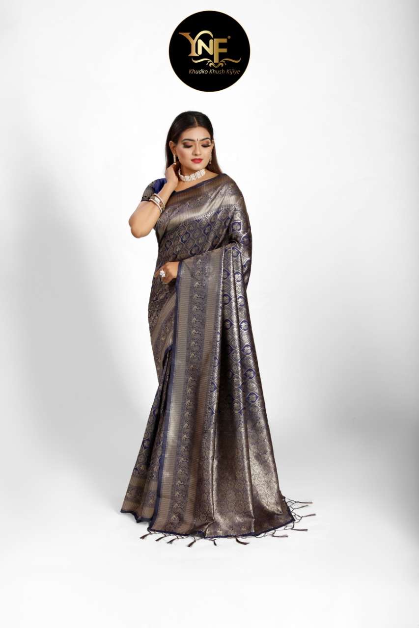 MYNTRA SILK BY YADU NANDAN FASHION 01 TO 06 SERIES DESIGNER WEDDING COLLECTION BEAUTIFUL STYLISH FANCY COLORFUL PARTY WEAR & OCCASIONAL WEAR KANJIVARAM SILK DRESSES AT WHOLESALE PRICE