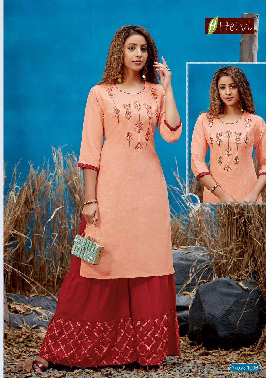 RANI BY HETVI 1001 TO 1006 SERIES DESIGNER STYLISH FANCY COLORFUL BEAUTIFUL PARTY WEAR & ETHNIC WEAR COLLECTION RAYON SLUB KURTIS WITH BOTTOM AT WHOLESALE PRICE