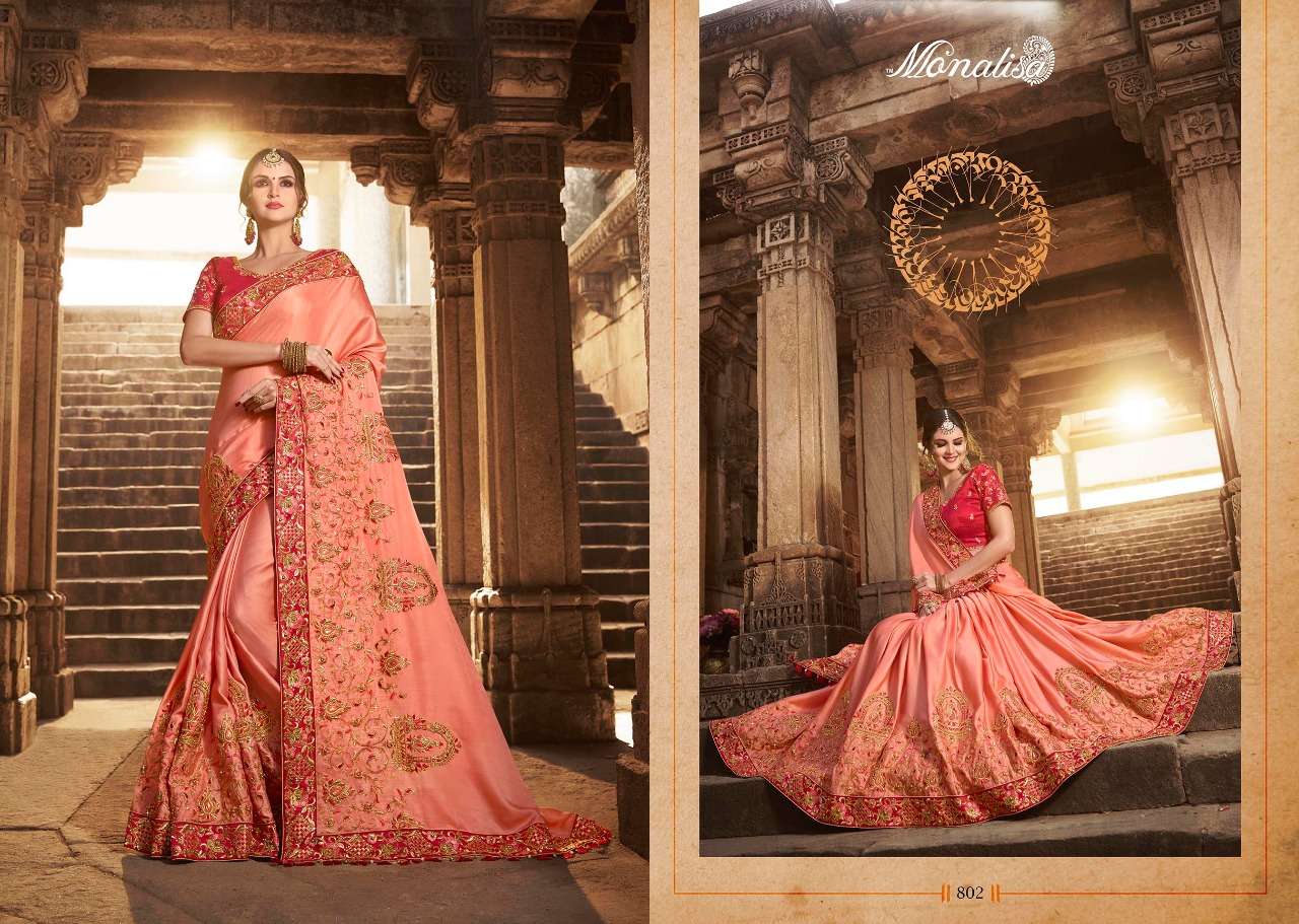 Monalisa 801 Series By Monalisa 801 To 812 Series Designer Wedding Collection Beautiful Stylish Fancy Colorful Party Wear & Occasional Wear Silk/ Modal Sarees At Wholesale Price