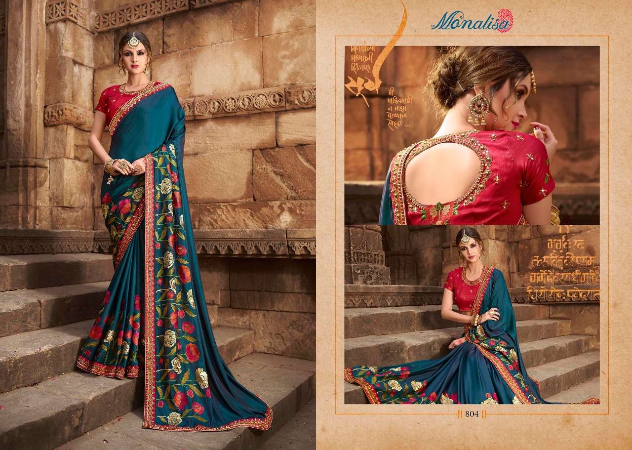 Monalisa 801 Series By Monalisa 801 To 812 Series Designer Wedding Collection Beautiful Stylish Fancy Colorful Party Wear & Occasional Wear Silk/ Modal Sarees At Wholesale Price