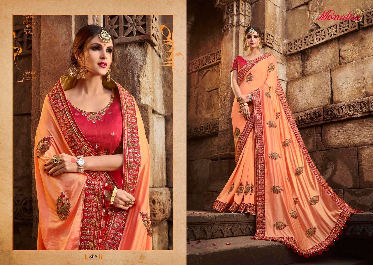 Monalisa 801 Series By Monalisa 801 To 812 Series Designer Wedding Collection Beautiful Stylish Fancy Colorful Party Wear & Occasional Wear Silk/ Modal Sarees At Wholesale Price