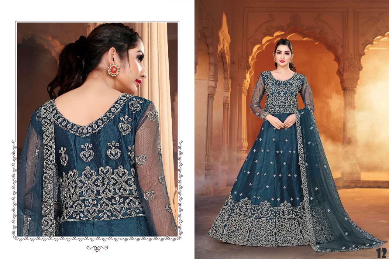 SOFT NET GOWN WITH EMBROIDERY WORK MOTHER & DAUGHTER SET - Khwaissh