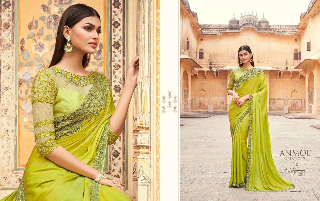 ELEGANCE VOL-12 BY ANMOL CREATIONS 1201 TO 1214 SERIES INDIAN TRADITIONAL WEAR COLLECTION BEAUTIFUL STYLISH FANCY COLORFUL PARTY WEAR & OCCASIONAL WEAR TWO TONE SILK/GEORGETTE SAREES AT WHOLESALE PRICE