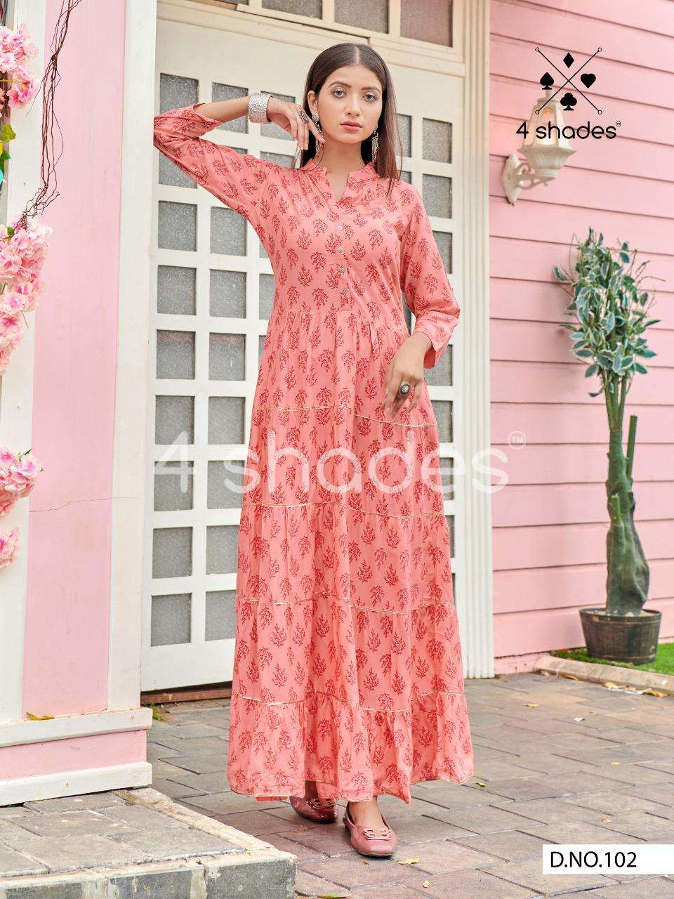 SUNDARI BY 4 SHADES 101 TO 106 SERIES BEAUTIFUL STYLISH FANCY COLORFUL CASUAL WEAR & ETHNIC WEAR COTTON PRINT GOWNS AT WHOLESALE PRICE