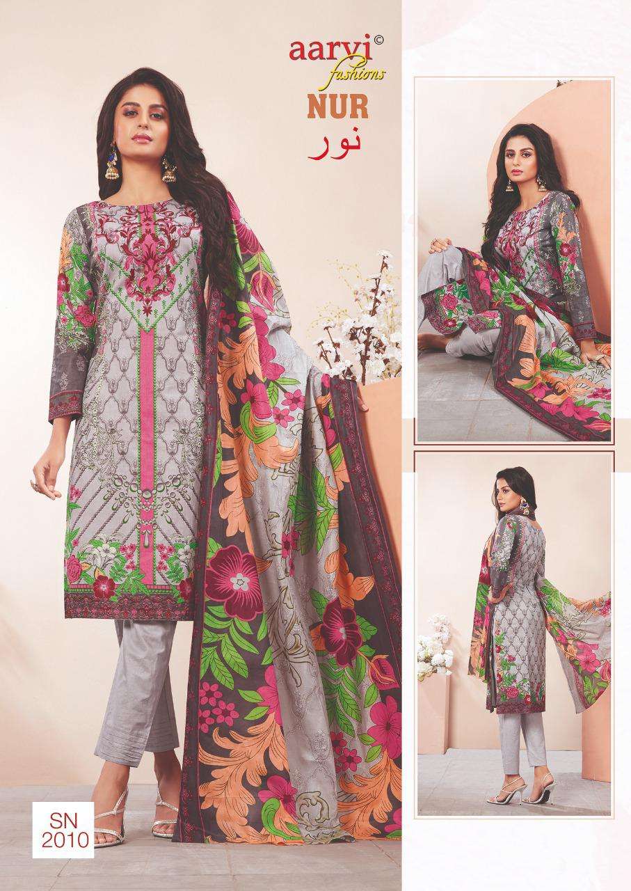 NUR VOL-2 BY AARVI FASHION 2001 TO 2010 SERIES BEAUTIFUL SUITS COLORFUL STYLISH FANCY CASUAL WEAR & ETHNIC WEAR LAWN PRINT DRESSES AT WHOLESALE PRICE