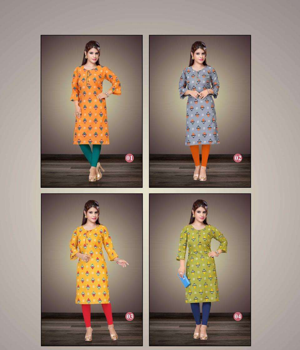 NEHA VOL-13 BY TRENDY 01 TO 04 SERIES DESIGNER STYLISH FANCY COLORFUL BEAUTIFUL PARTY WEAR & ETHNIC WEAR COLLECTION COTTON PRINT KURTIS AT WHOLESALE PRICE