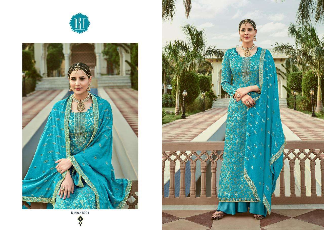 SWAG VOL-7 BY RIDDHI SIDDHI FASHION 18901 TO 18906 SERIES BEAUTIFUL STYLISH SHARARA SUITS FANCY COLORFUL CASUAL WEAR & ETHNIC WEAR & READY TO WEAR PURE SILK JACQAURD EMBROIDERED DRESSES AT WHOLESALE PRICE