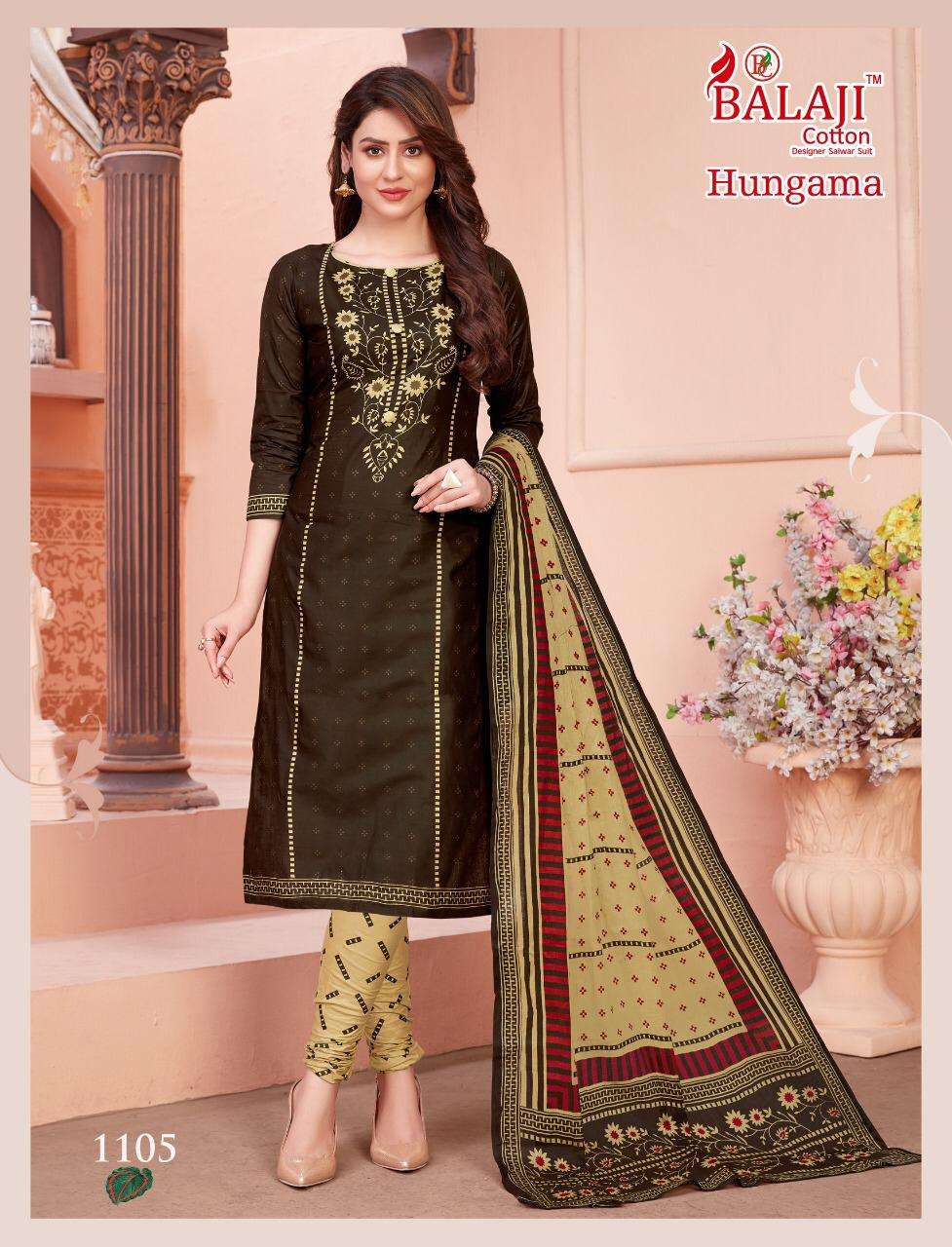HUNGAMA VOL-11 BY BALAJI COTTON 1101 TO 1116 SERIES BEAUTIFUL SUITS STYLISH FANCY COLORFUL CASUAL WEAR & ETHNIC WEAR COTTON PRINTED DRESSES AT WHOLESALE PRICE