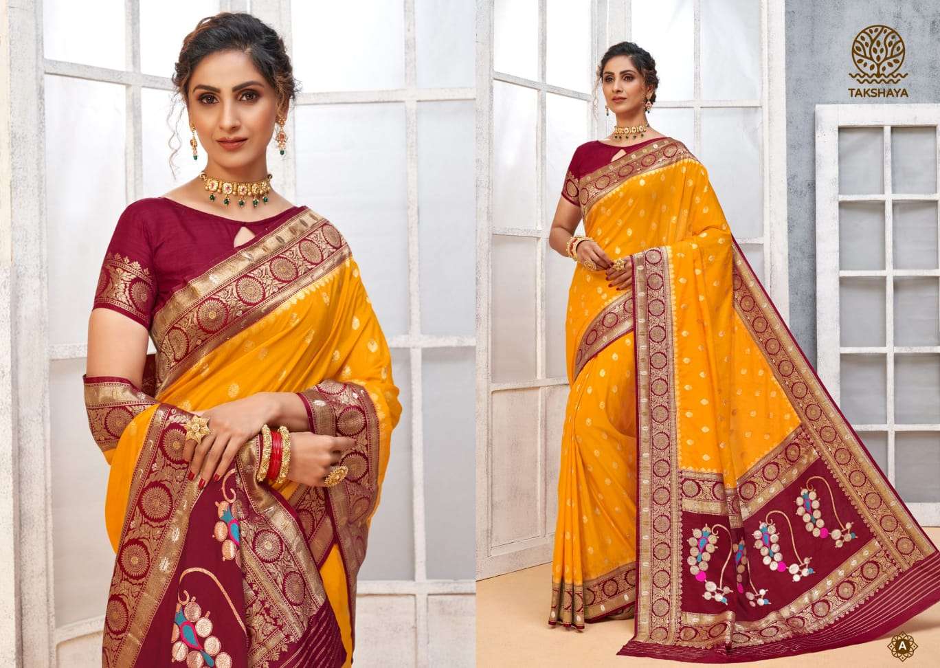 NATAHNI SILK BY TAKSHAYA A TO E SERIES INDIAN TRADITIONAL WEAR COLLECTION BEAUTIFUL STYLISH FANCY COLORFUL PARTY WEAR & OCCASIONAL WEAR SILK SAREES AT WHOLESALE PRICE