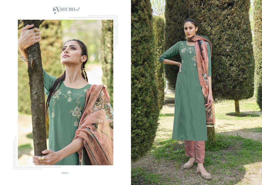 KELLY BY SHUBH NX 1001 TO 1006 SERIES BEAUTIFUL SUITS COLORFUL STYLISH FANCY CASUAL WEAR & ETHNIC WEAR CHINNON EMBROIDERED DRESSES AT WHOLESALE PRICE