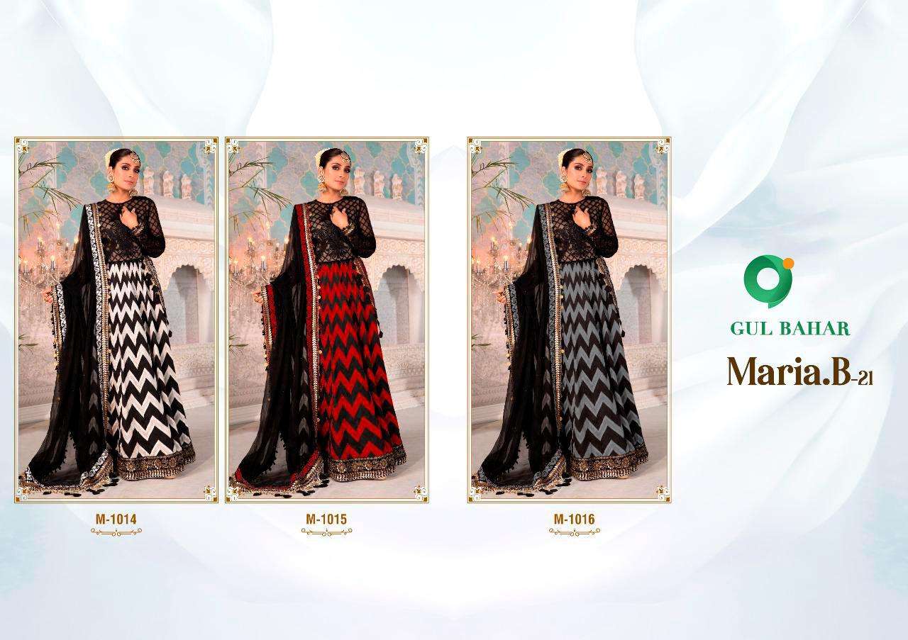 MARIA.B-21 BY GUL BAHAR 1014 TO 1016 SERIES BEAUTIFUL STYLISH ANARKALI SUITS FANCY COLORFUL CASUAL WEAR & ETHNIC WEAR & READY TO WEAR HEAVY GEORGETTE EMBROIDERED DRESSES AT WHOLESALE PRICE