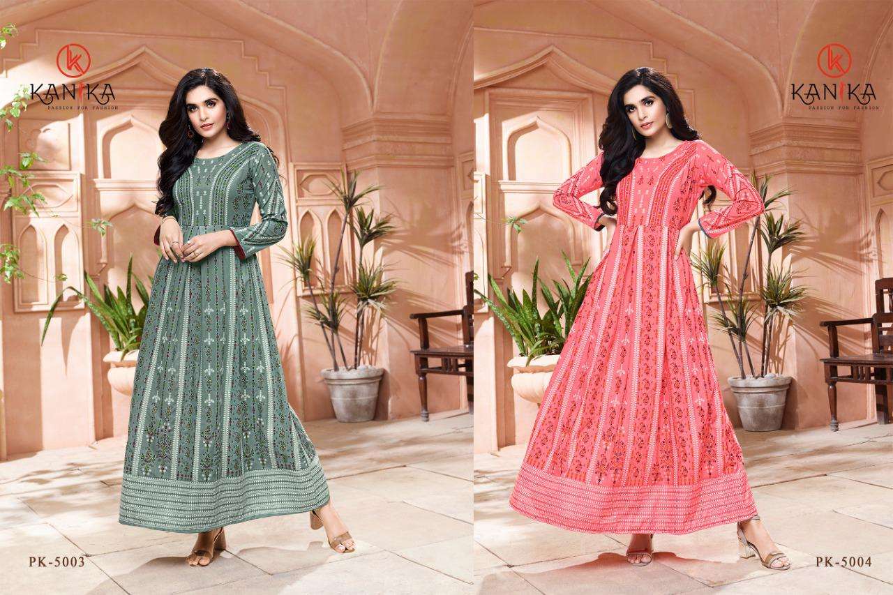 PANKHUDI BY KANIKA 1001 TO 1006 SERIES BEAUTIFUL STYLISH FANCY COLORFUL CASUAL WEAR & ETHNIC WEAR VISCOSE FOIL PRINT GOWNS AT WHOLESALE PRICE