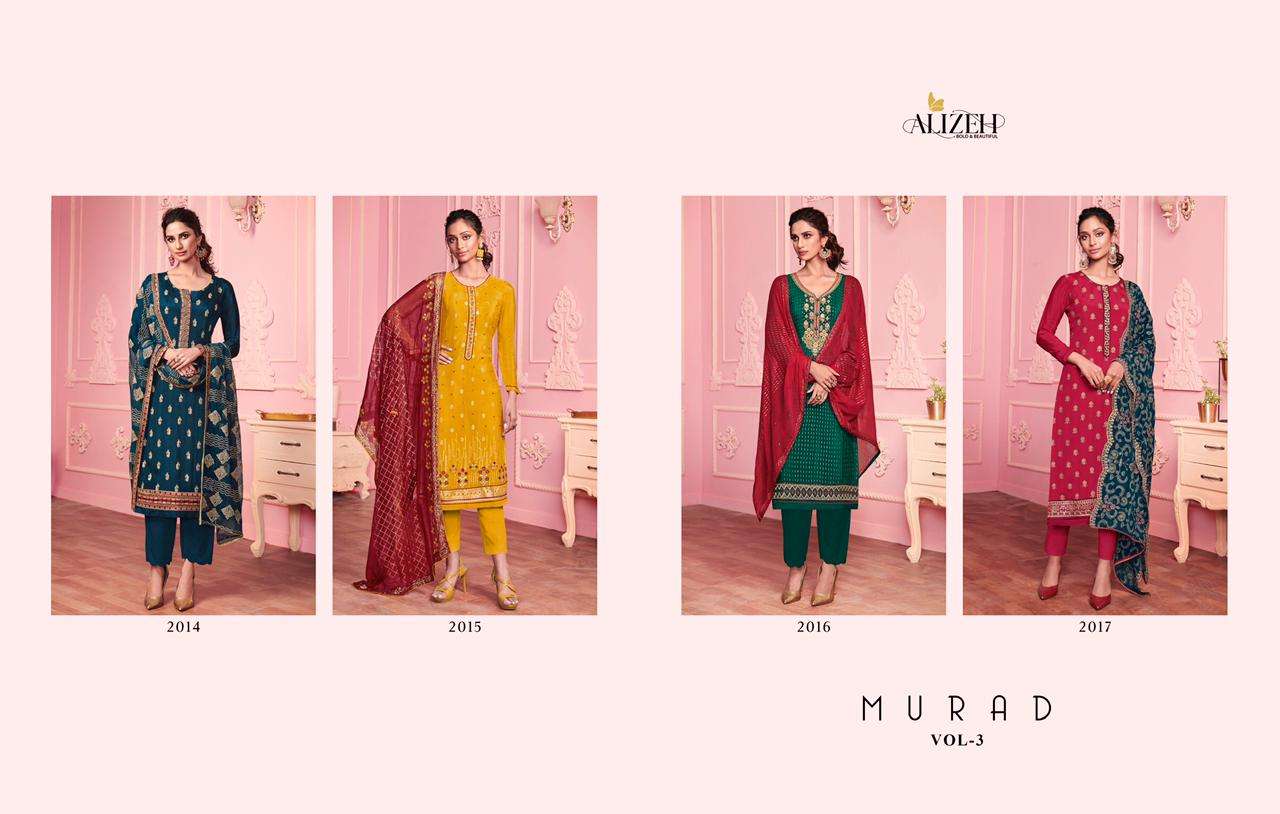 MURAD VOL-3 BY ALIZEH 2014 TO 2017 SERIES BEAUTIFUL SUITS COLORFUL STYLISH FANCY CASUAL WEAR & ETHNIC WEAR ALIZEH GEORGETTE EMBROIDERED DRESSES AT WHOLESALE PRICE