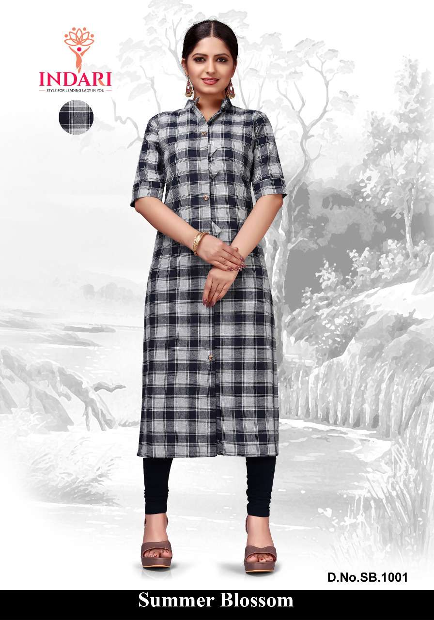 SUMMER BLOSSOM BY INDARI 1001 TO 1005 SERIES DESIGNER STYLISH FANCY COLORFUL BEAUTIFUL PARTY WEAR & ETHNIC WEAR COLLECTION HEAVY COTTON KURTIS AT WHOLESALE PRICE