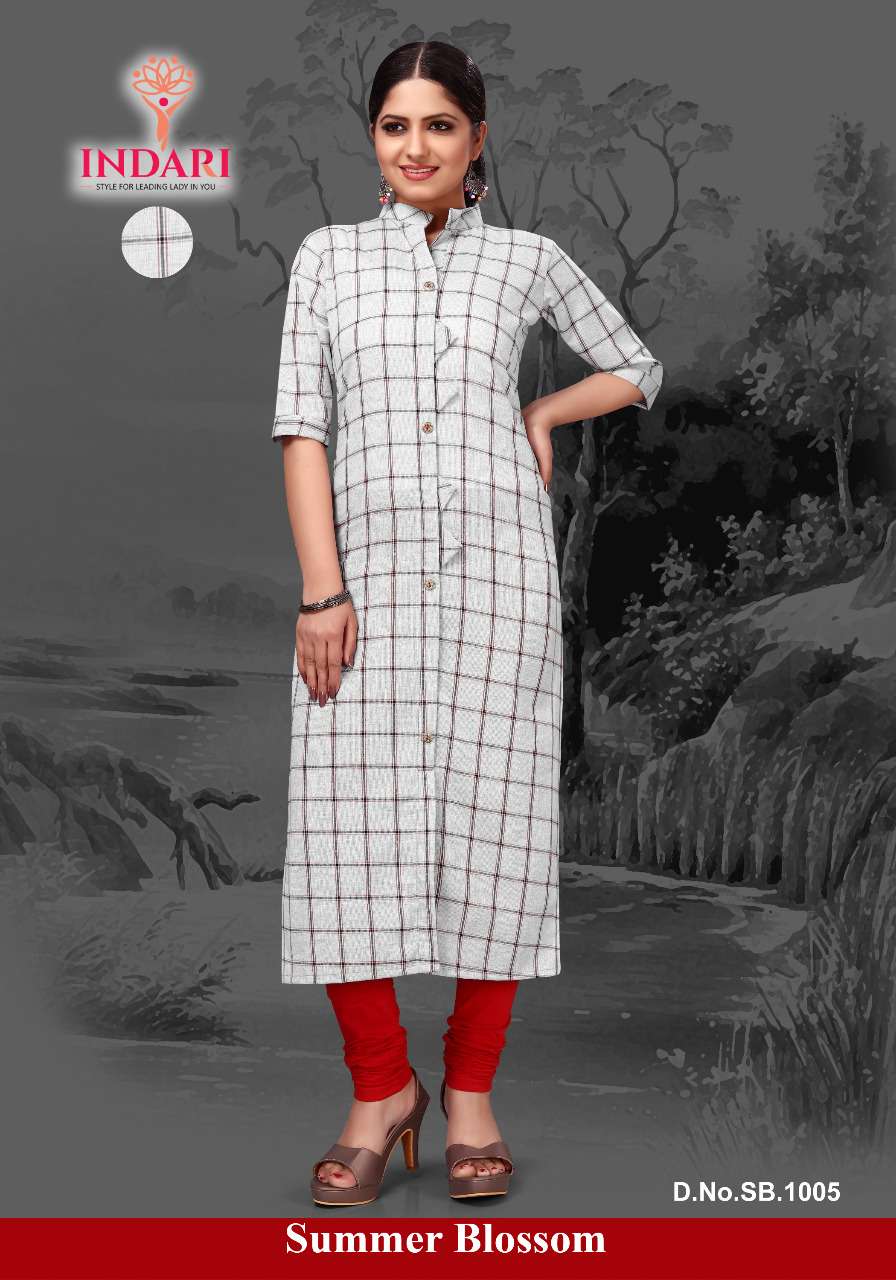 SUMMER BLOSSOM BY INDARI 1001 TO 1005 SERIES DESIGNER STYLISH FANCY COLORFUL BEAUTIFUL PARTY WEAR & ETHNIC WEAR COLLECTION HEAVY COTTON KURTIS AT WHOLESALE PRICE