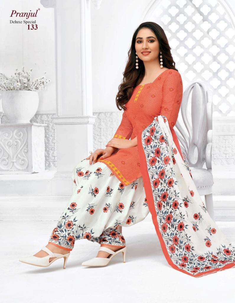 DELUXE SPECIAL BY PRANJUL FASHION 133 TO 133-C SERIES DESIGNER SUITS STYLISH DESIGNER COLORFUL FANCY BEAUTIFUL PARTY WEAR & ETHNIC WEAR PURE COTTON PRINTED DRESSES AT WHOLESALE PRICE