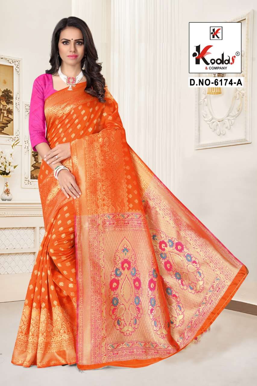 ATRANGI-6174 BY SITKA 6174-A TO 6174-F SERIES INDIAN TRADITIONAL WEAR COLLECTION BEAUTIFUL STYLISH FANCY COLORFUL PARTY WEAR & OCCASIONAL WEAR SILK SAREES AT WHOLESALE PRICE