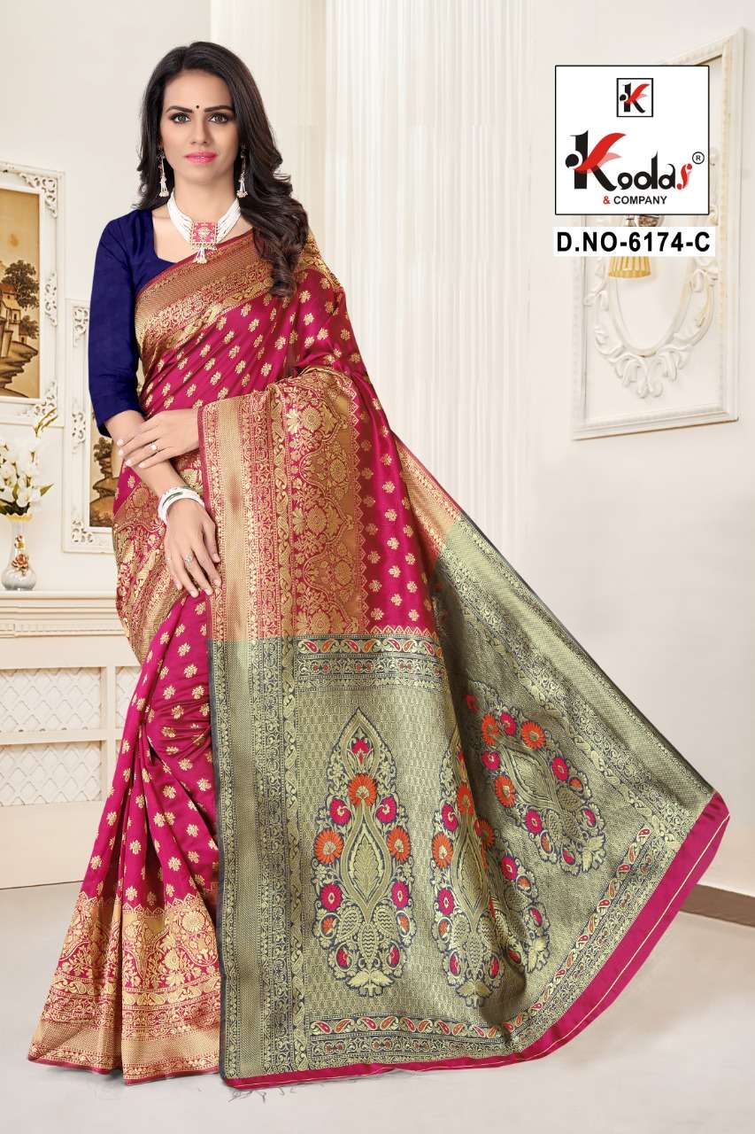 ATRANGI-6174 BY SITKA 6174-A TO 6174-F SERIES INDIAN TRADITIONAL WEAR COLLECTION BEAUTIFUL STYLISH FANCY COLORFUL PARTY WEAR & OCCASIONAL WEAR SILK SAREES AT WHOLESALE PRICE