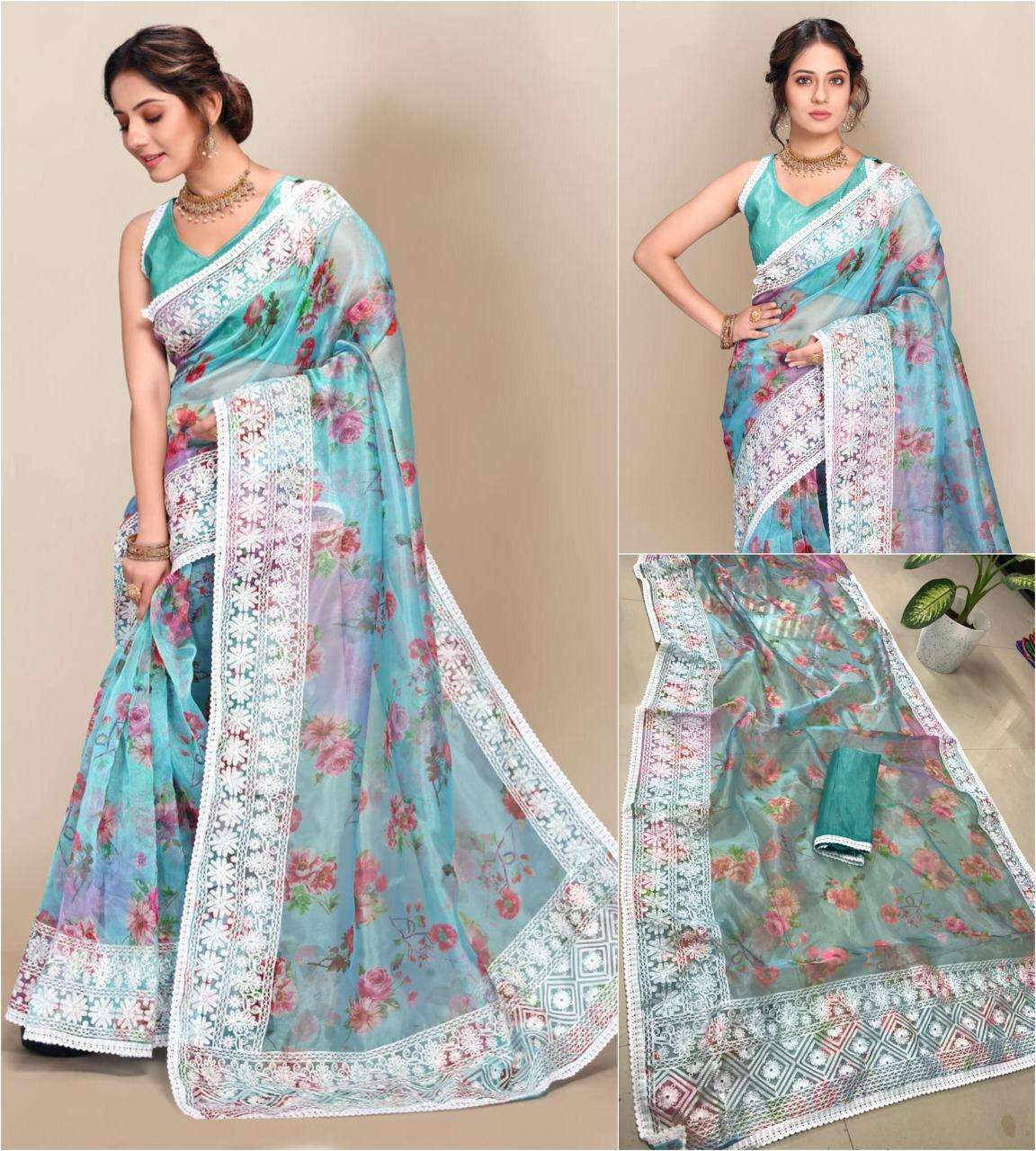 SLYVIE BY INDO VASTRA 01 TO 04 SERIES INDIAN TRADITIONAL WEAR COLLECTION BEAUTIFUL STYLISH FANCY COLORFUL PARTY WEAR & OCCASIONAL WEAR ORGANZA SAREES AT WHOLESALE PRICE