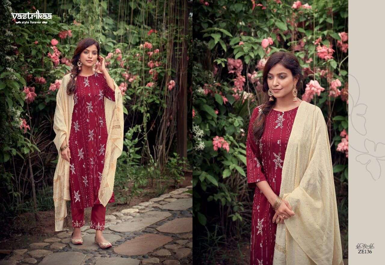 AMAIRA BY VASTRIKAA 133 TO 138 SERIES BEAUTIFUL SUITS COLORFUL STYLISH FANCY CASUAL WEAR & ETHNIC WEAR CHINNON SILK PRINT DRESSES AT WHOLESALE PRICE