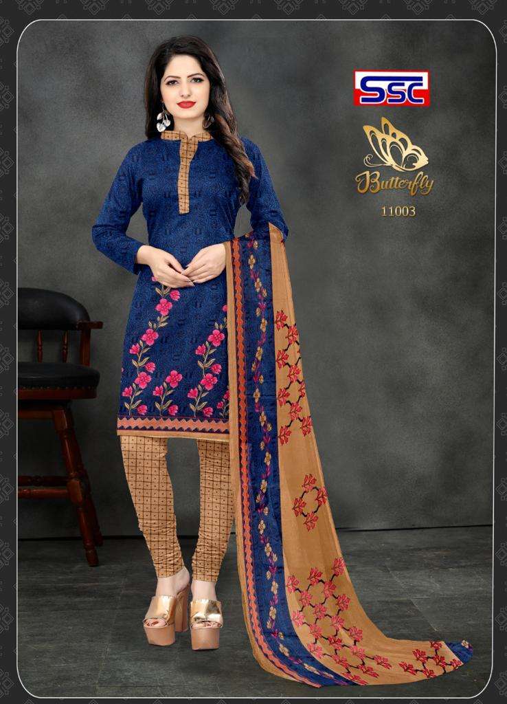 BUTTERFLY BY SHREE SHANTI CREATION 11001 TO 11012 SERIES BEAUTIFUL SUITS COLORFUL STYLISH FANCY CASUAL WEAR & ETHNIC WEAR MICRO PRINT DRESSES AT WHOLESALE PRICE