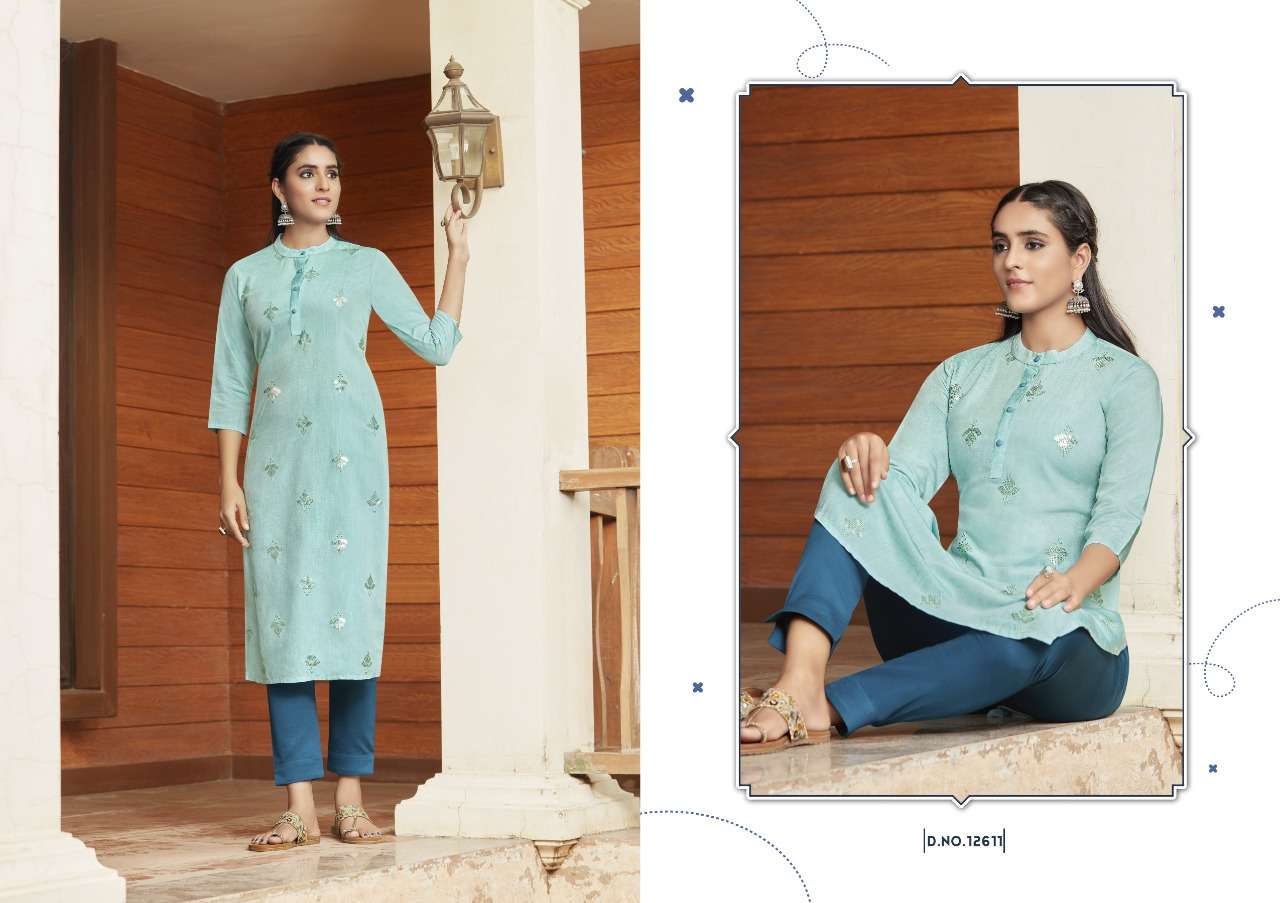 LADLEE BY KIVI 12611 TO 12616 SERIES DESIGNER STYLISH FANCY COLORFUL BEAUTIFUL PARTY WEAR & ETHNIC WEAR COLLECTION RAYON EMBROIDERY KURTIS AT WHOLESALE PRICE
