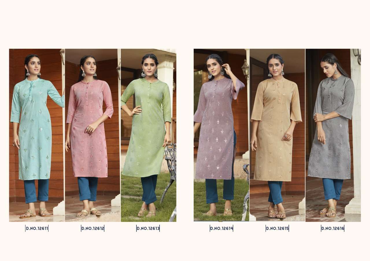 LADLEE BY KIVI 12611 TO 12616 SERIES DESIGNER STYLISH FANCY COLORFUL BEAUTIFUL PARTY WEAR & ETHNIC WEAR COLLECTION RAYON EMBROIDERY KURTIS AT WHOLESALE PRICE