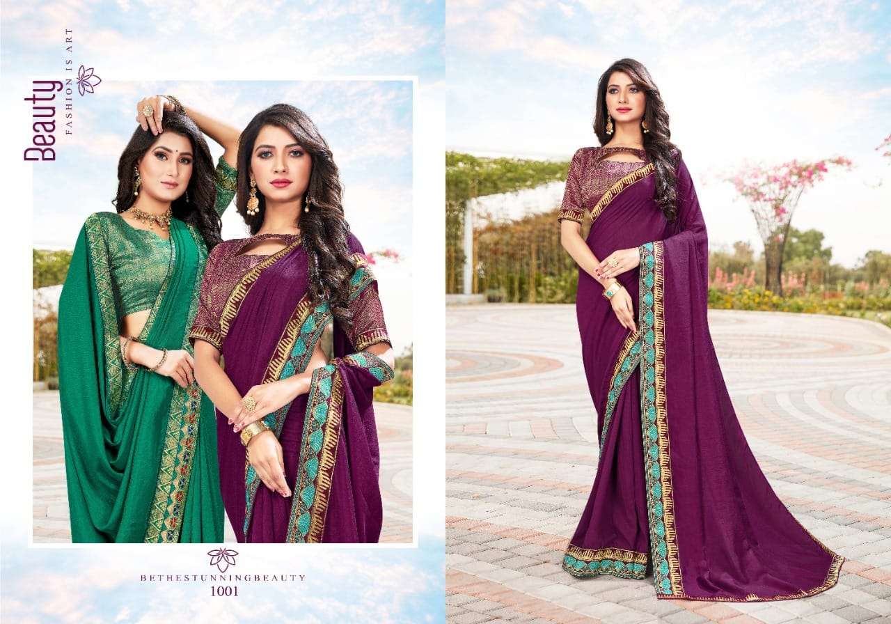 UNLIMITED BY RANJNA 1001 TO 1008 SERIES INDIAN TRADITIONAL WEAR COLLECTION BEAUTIFUL STYLISH FANCY COLORFUL PARTY WEAR & OCCASIONAL WEAR VICHITRA SILK SAREES AT WHOLESALE PRICE