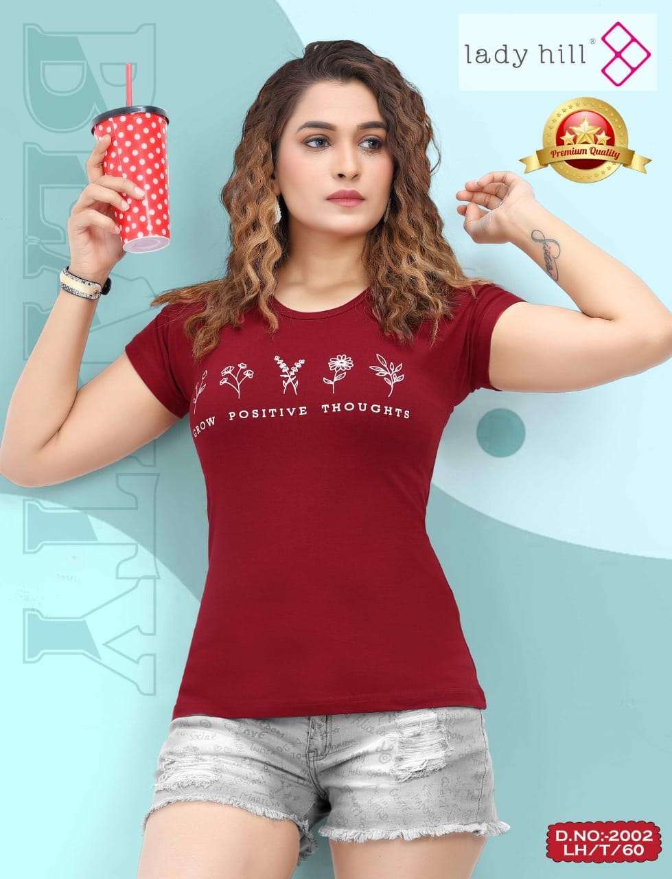 LADY HILL VOL-60 BY LADY HILL 2002-A TO 2002-H SERIES BEAUTIFUL COLORFUL STYLISH FANCY CASUAL WEAR & READY TO WEAR COTTON HOSIERY TOPS AT WHOLESALE PRICE