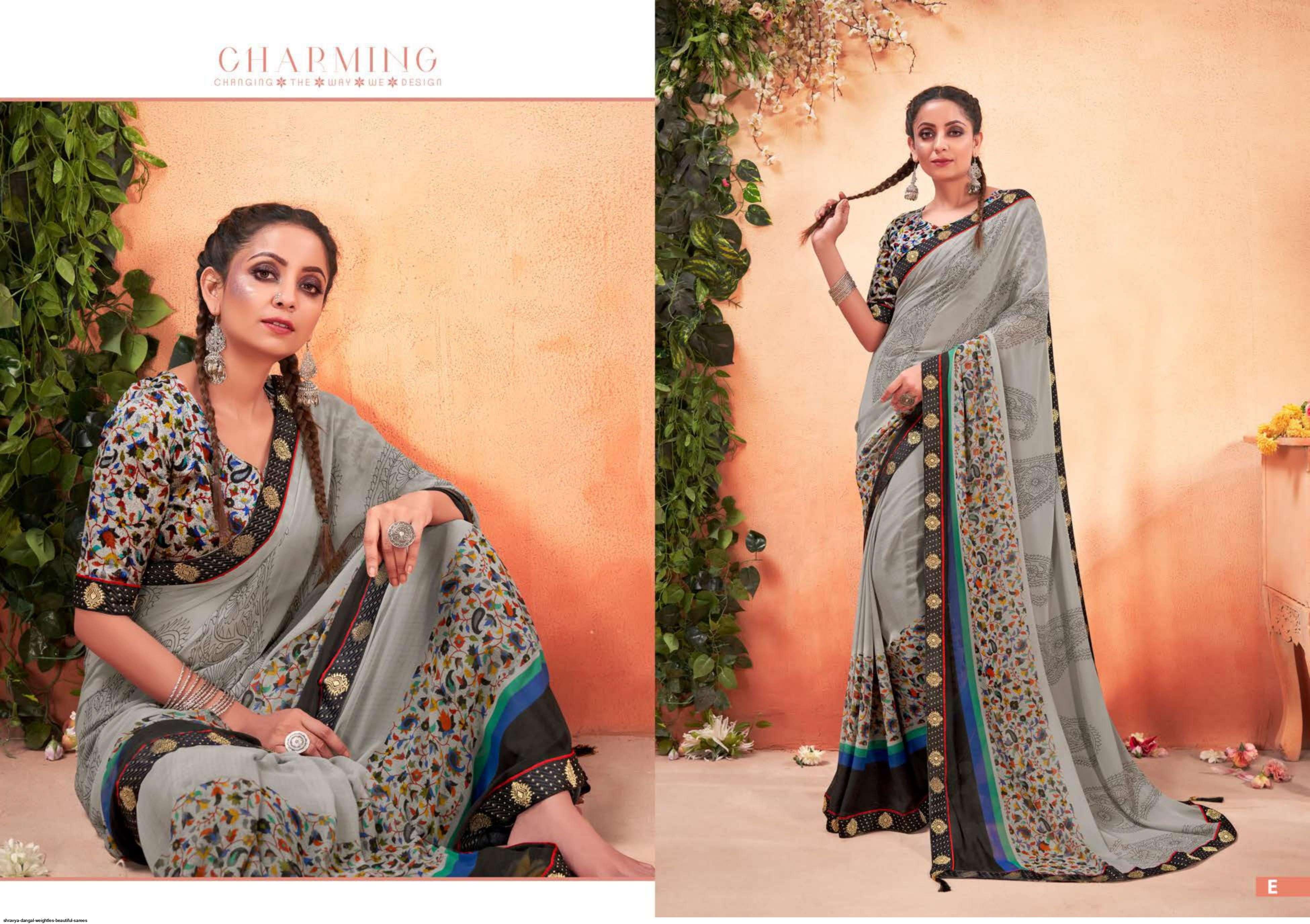 DANGAL BY SHRAVYA FASHION A TO H SERIES INDIAN TRADITIONAL WEAR COLLECTION BEAUTIFUL STYLISH FANCY COLORFUL PARTY WEAR & OCCASIONAL WEAR WEIGHTLESS PRINT SAREES AT WHOLESALE PRICE